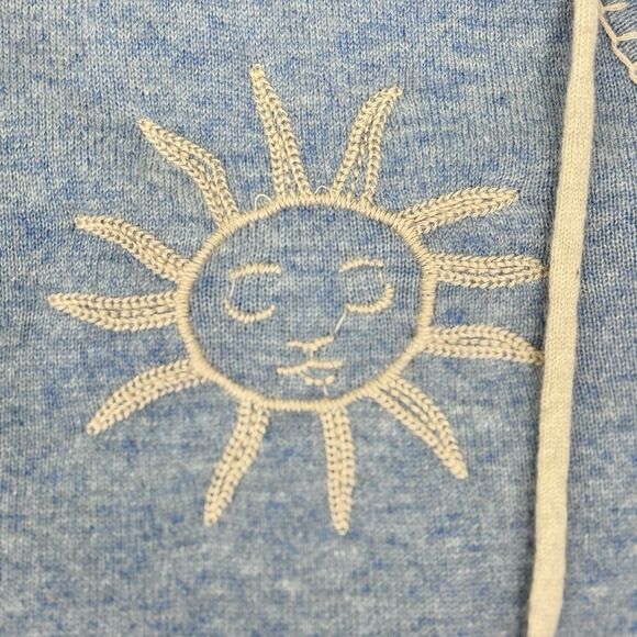 Johnny Was Sovanna Baja 100% Cashmere Embroidered Hoodie Blue Large Boho - Picture 9 of 16